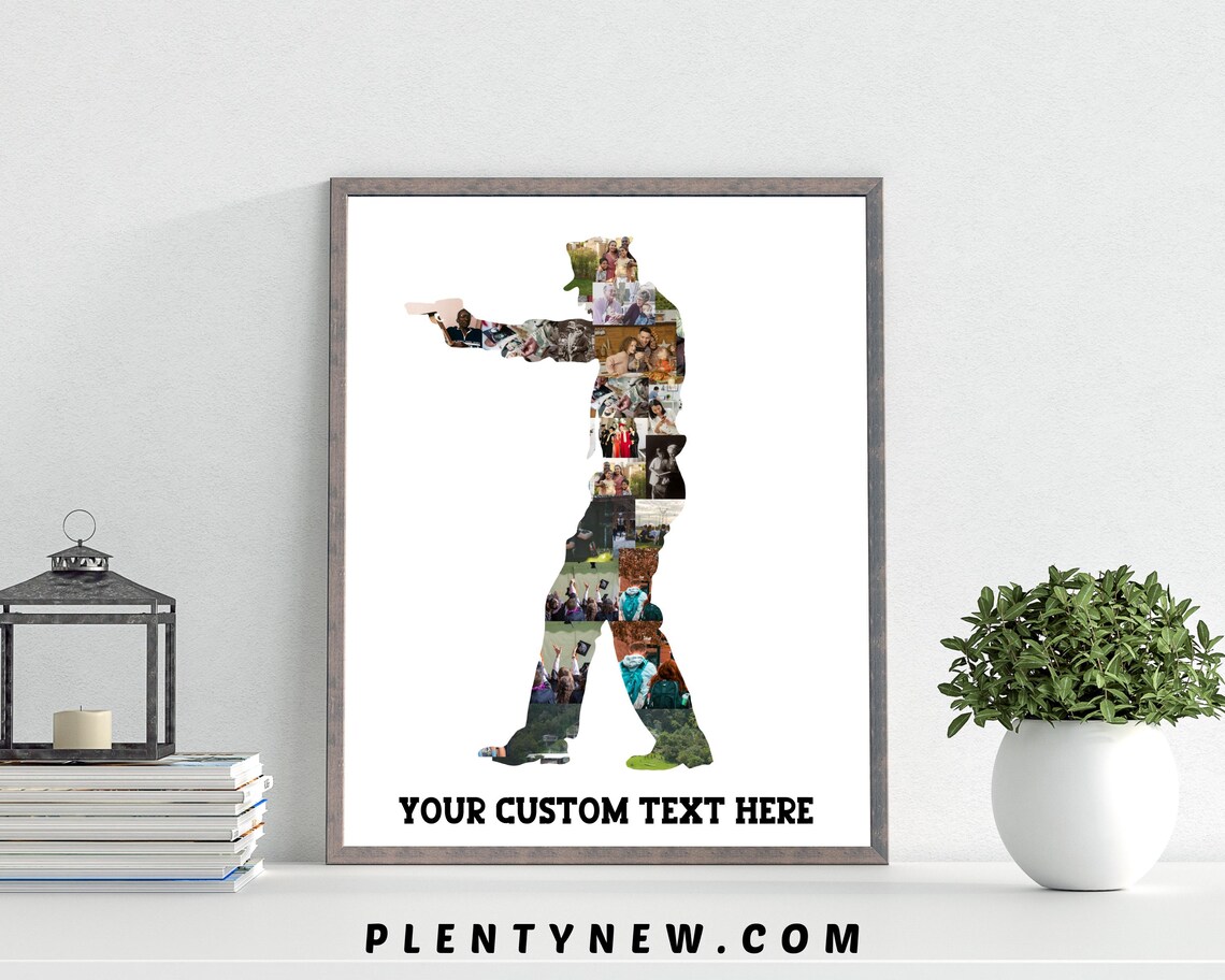 Personalised Police Officer Silhouette Photo Collage Tribute Poster