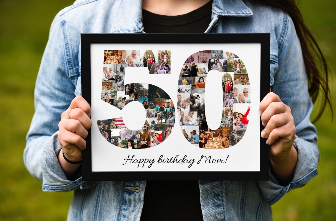 50th Birthday Photo Collage Happy Birthday Mom Number 50 Poster