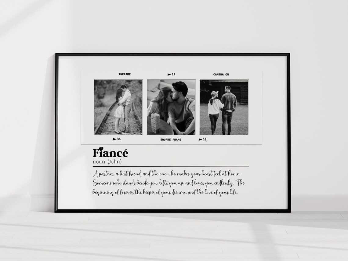 Personalized Fiance Definition Print with Photo Film Strip Collage