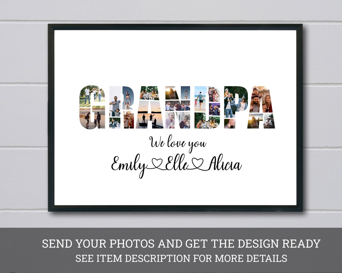 Custom Grandpa Photo Collage Art Print, Father's Day