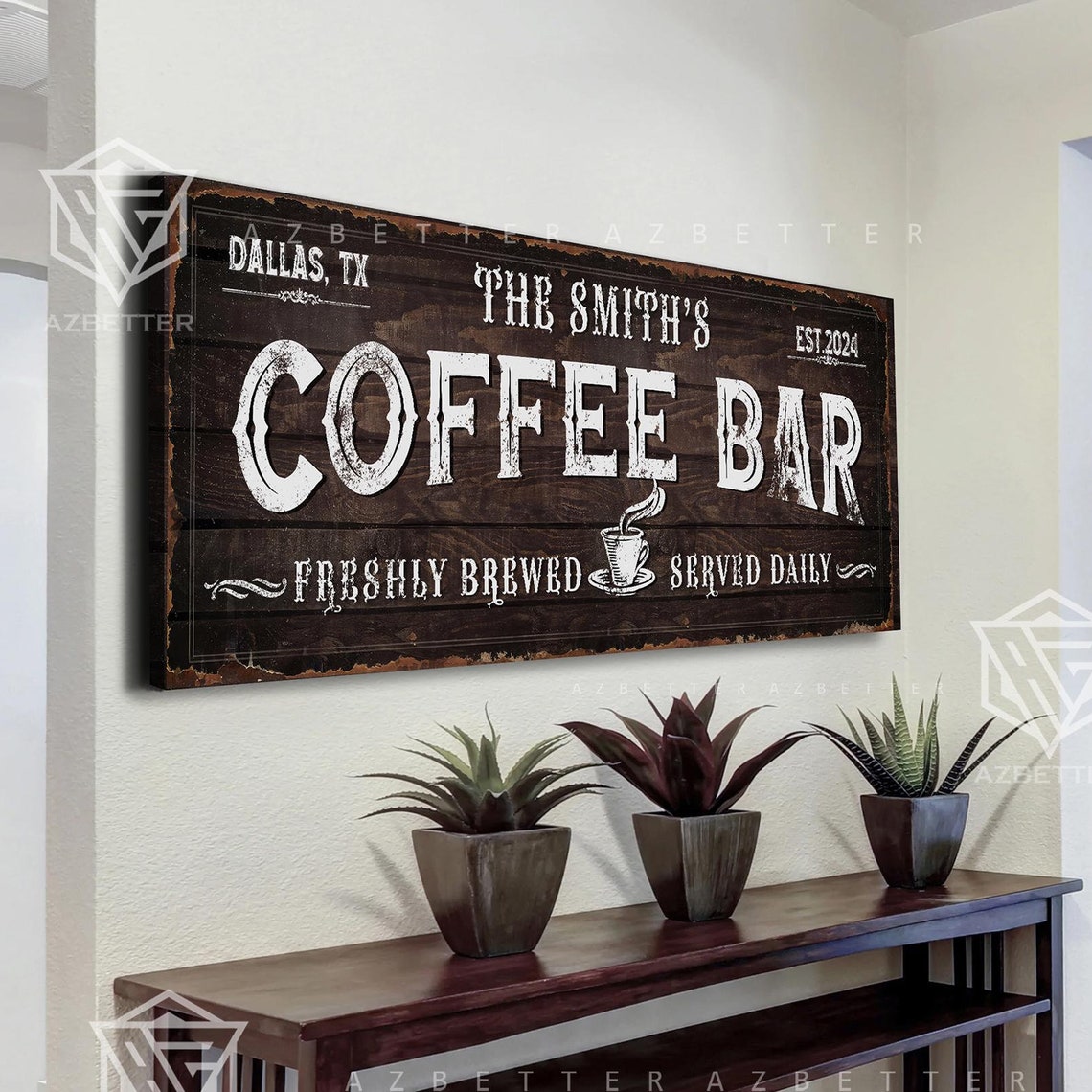 The Smith's Coffee Bar Rustic Metal Dallas TX Kitchen Sign Poster - Image 2