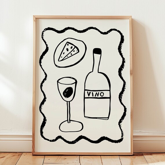 Vino Wine Bottle Cheese Glass Funny Italian Dinner Party Poster