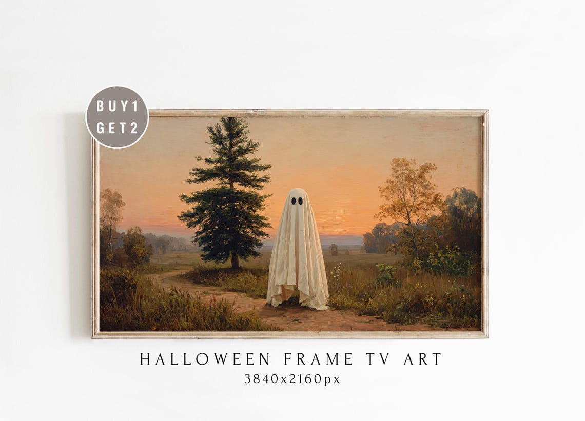 At Sunset Frame Tv Art Spooky Autumn Landscape Rustic Halloween Samsung Wall