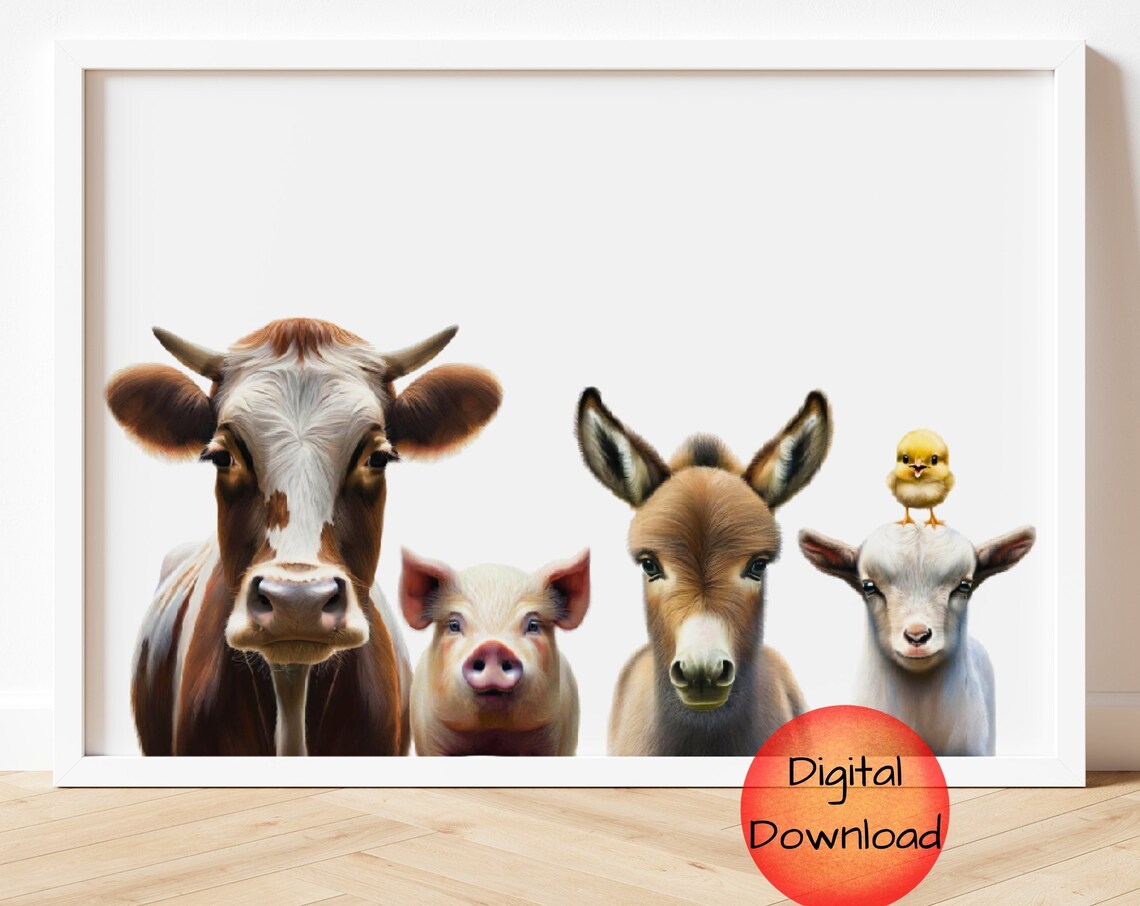 Whimsical Farm Animals Nursery Decor Art Print