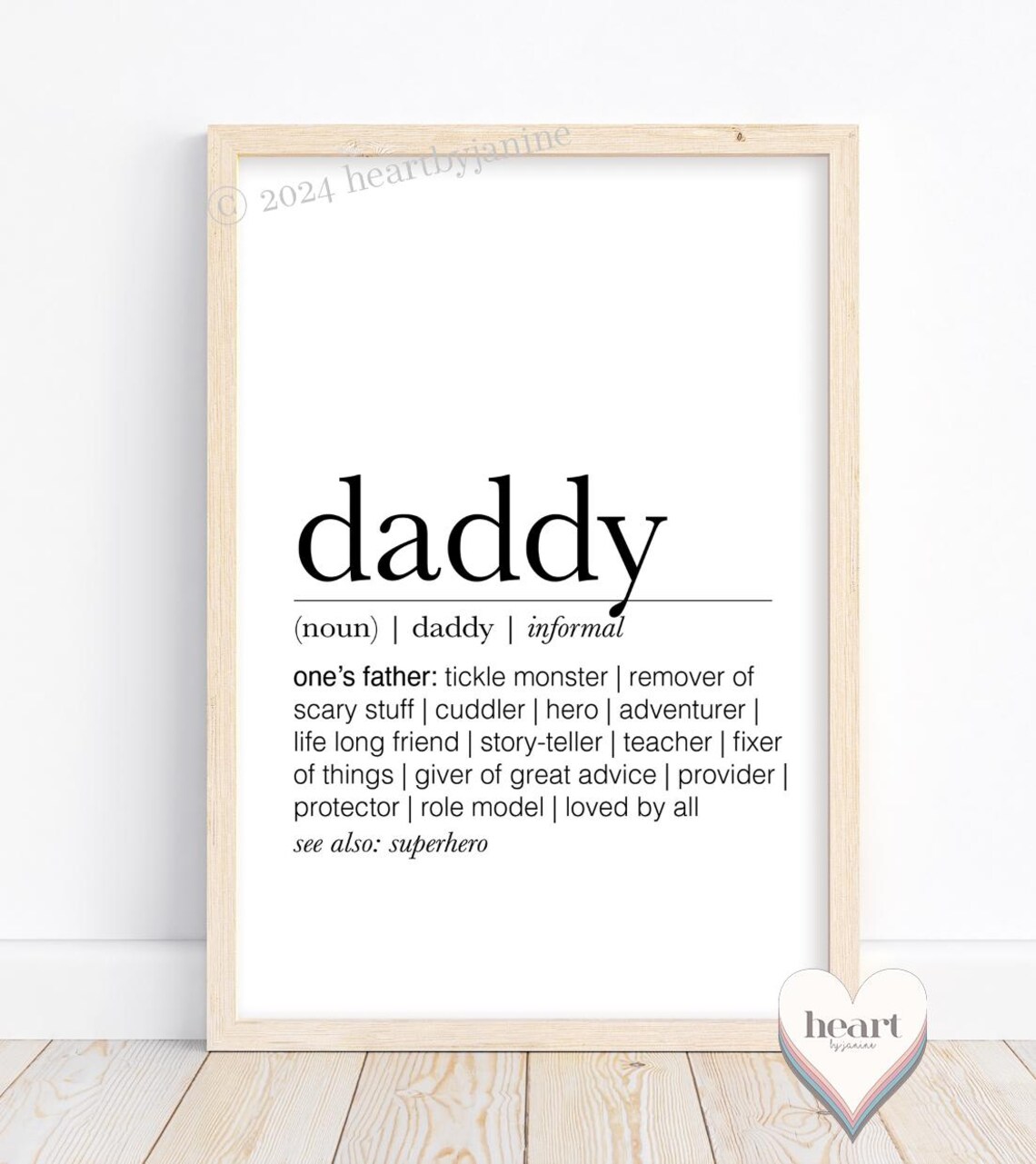 Daddy Definition Quote Typography, Fathers Day Gift