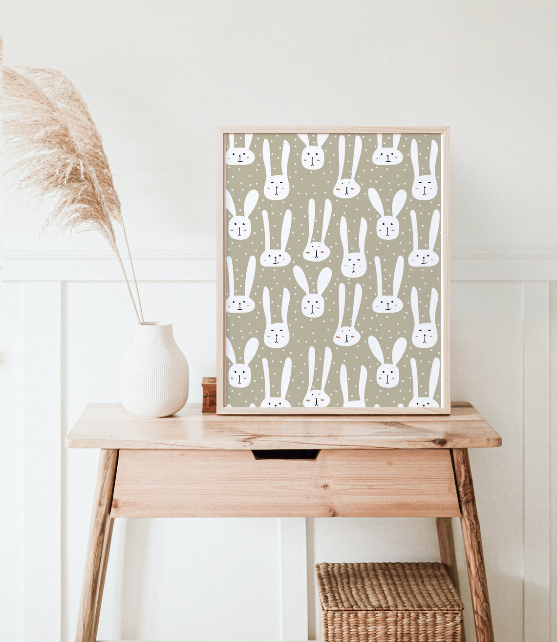 White Rabbit Easter Art Print, Modern Spring Decor - Image 3