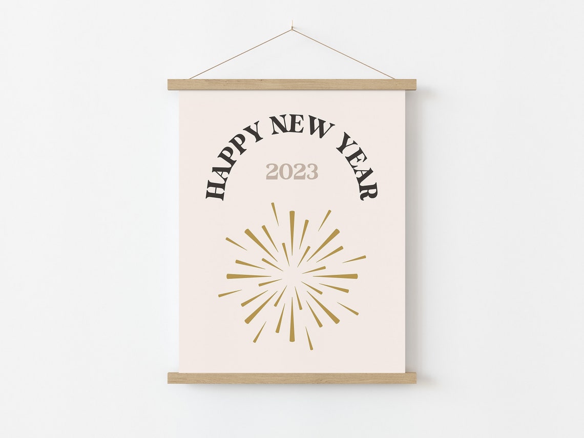 Happy New Year 2023 Gold Firework Art Deco Typography Wall Art - Image 5
