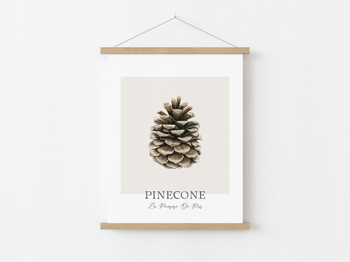 Watercolor Pinecone Botanical Print Neutral Winter Cabin Wall Art - Image 2