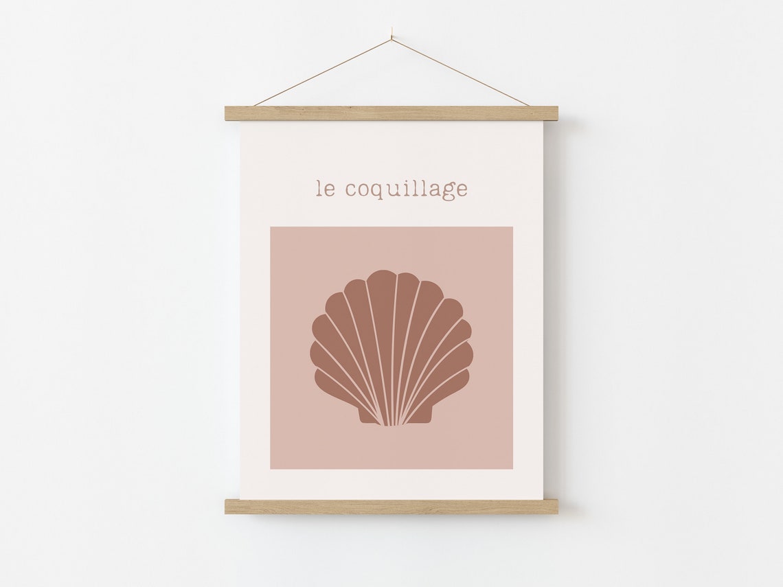 Le Coquillage Scallop Shell Minimal Blush Pink Coastal Boho Wall Art - Image 4