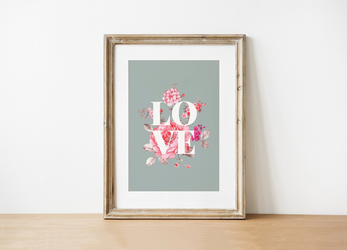 Valentines Day Floral Love Art Print, Nursery Decor - Image 3