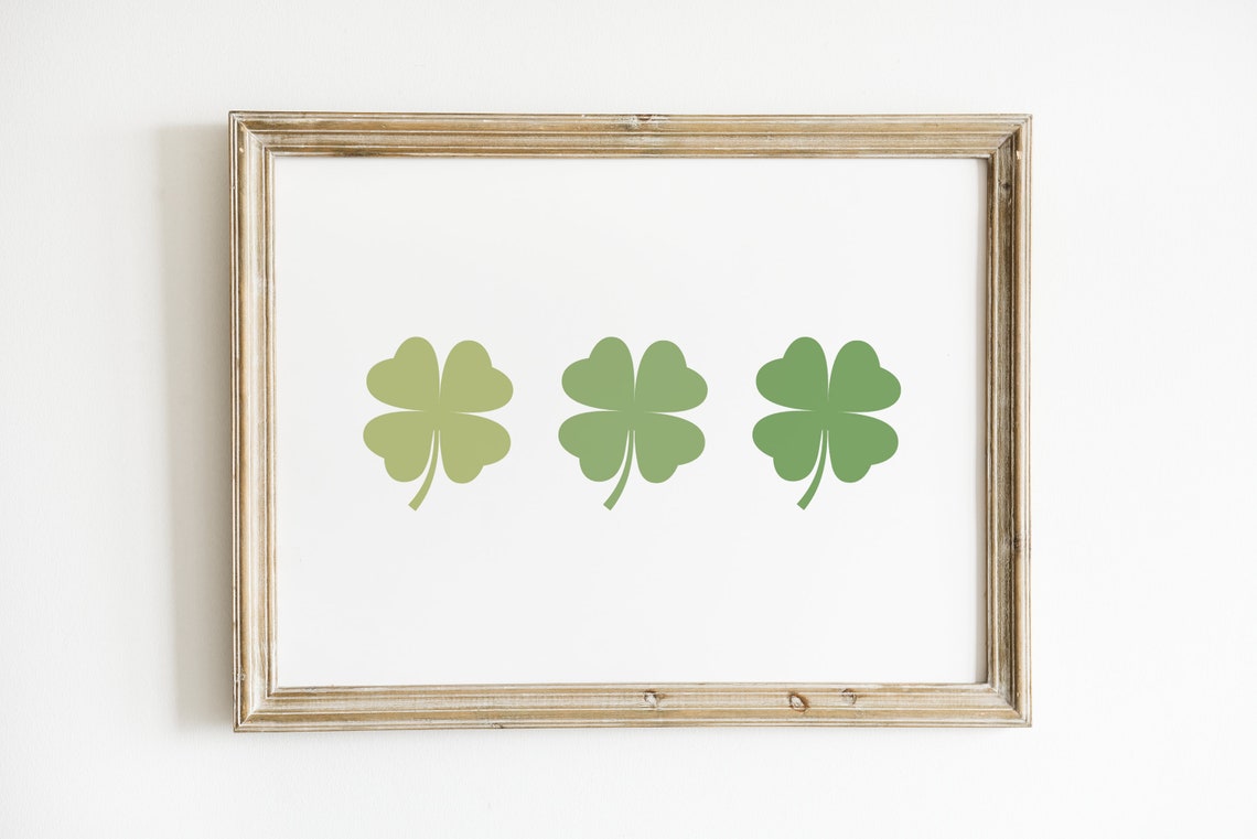 Simple Green Shamrock Trio Minimal Modern St Patricks Wall Art - Image 4