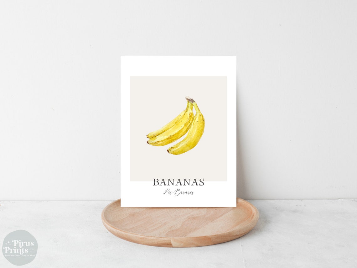 Bananas Print Kitchen Wall Art Watercolor Banana Wall Decor Tropical Fruit Art Print Instant - Image 2