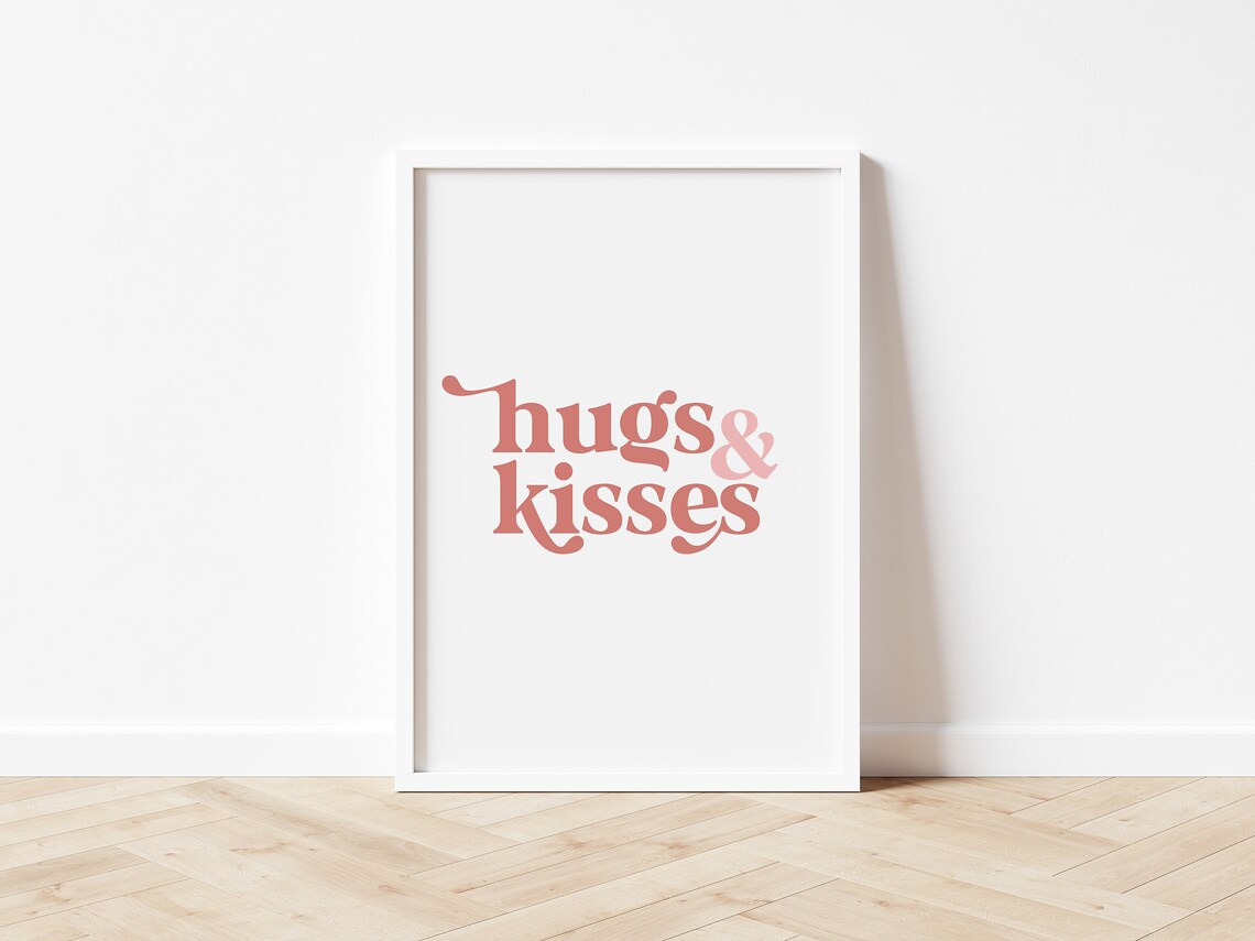 Hugs And Kisses Boho Valentines Day Poster Print