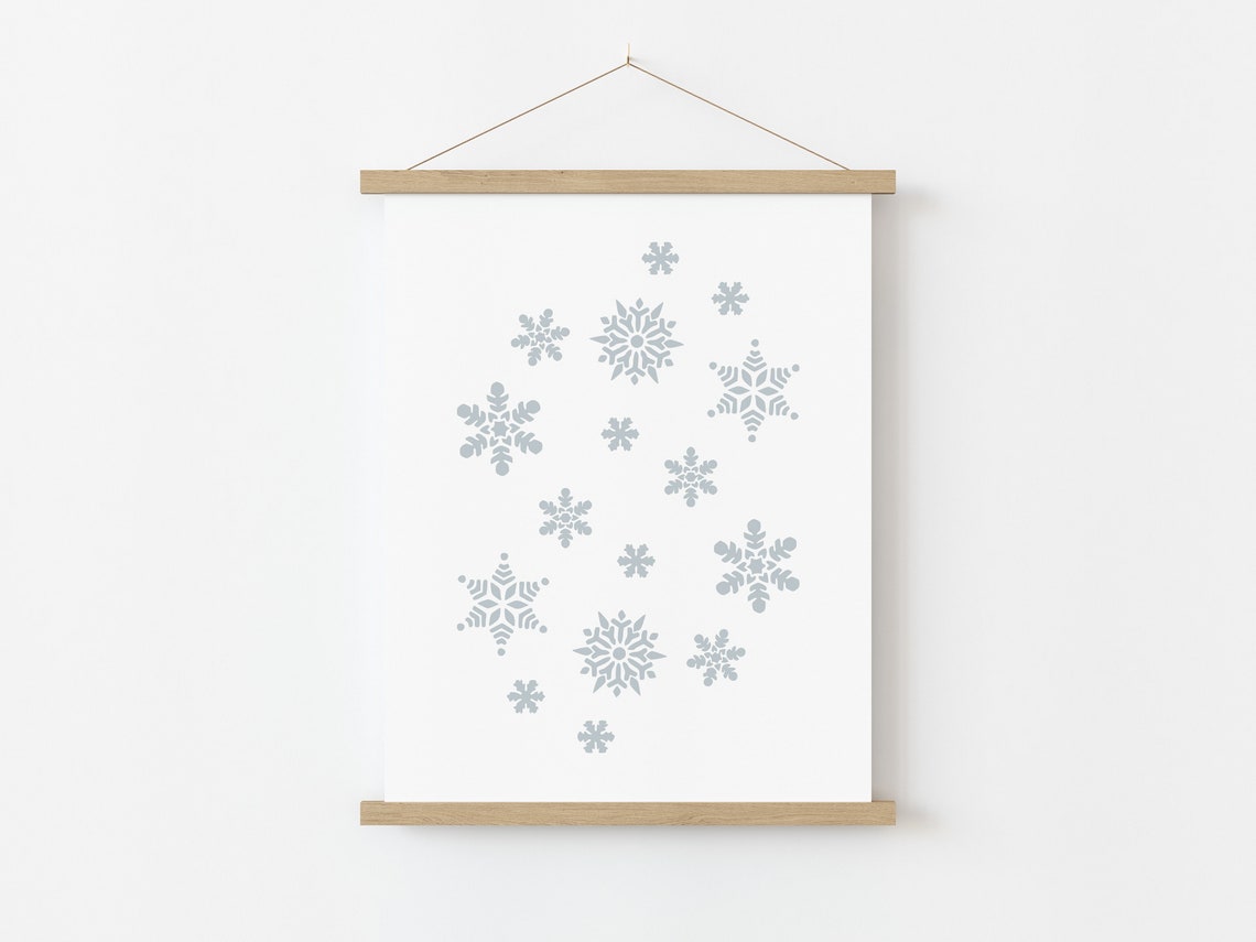 Blue Snowflakes Winter Wall Art Minimal Christmas Holiday Print Poster - Image 2