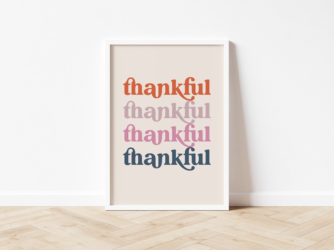 Pink Thanksgiving Boho Art Print, Thankful Decor - Image 2