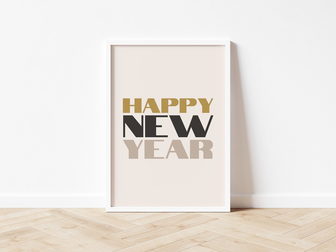 Retro New Year Art Deco Black And Gold Wall Art Print - Image 3
