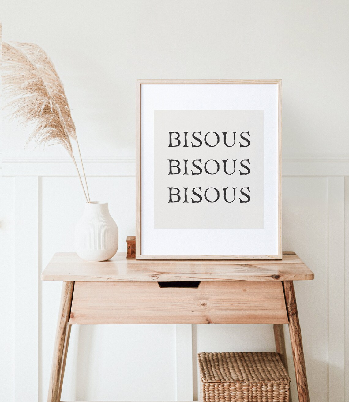 Minimal Bisous Valentine Art Print, French Word Decor - Image 2