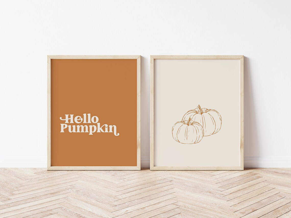Hello Pumpkin Fall Thanksgiving Autumn Art Print - Image 3