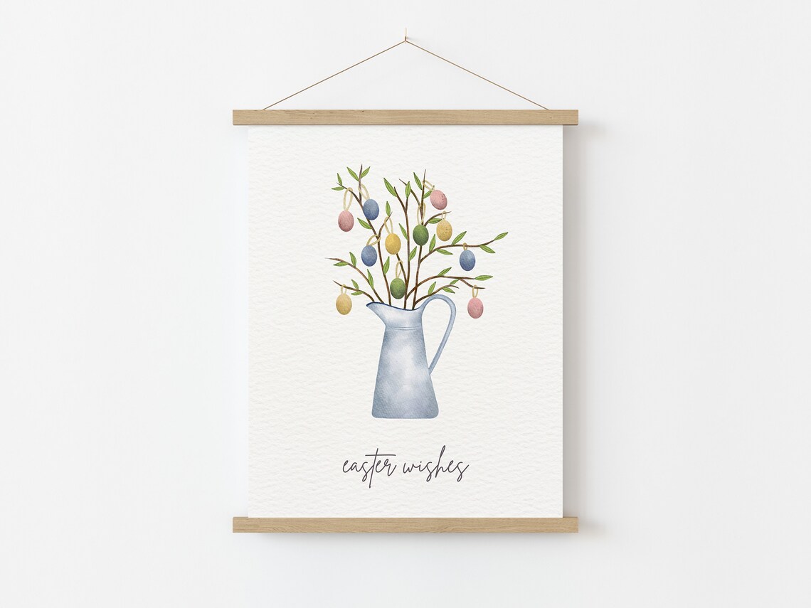 Easter Wishes Spring Watercolor Farmhouse Art Print - Image 3