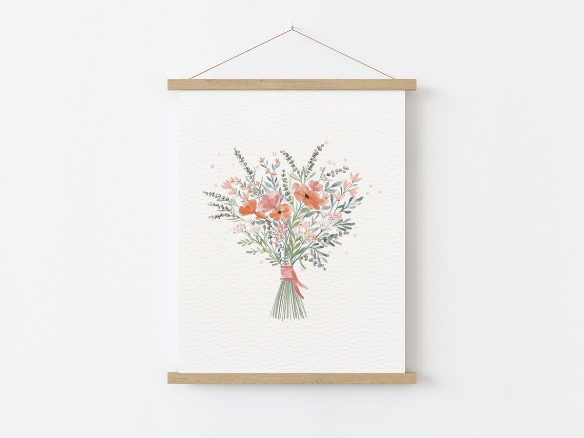 Wildflowers Watercolor Bouquet Art Print, Farmhouse Decor - Image 4