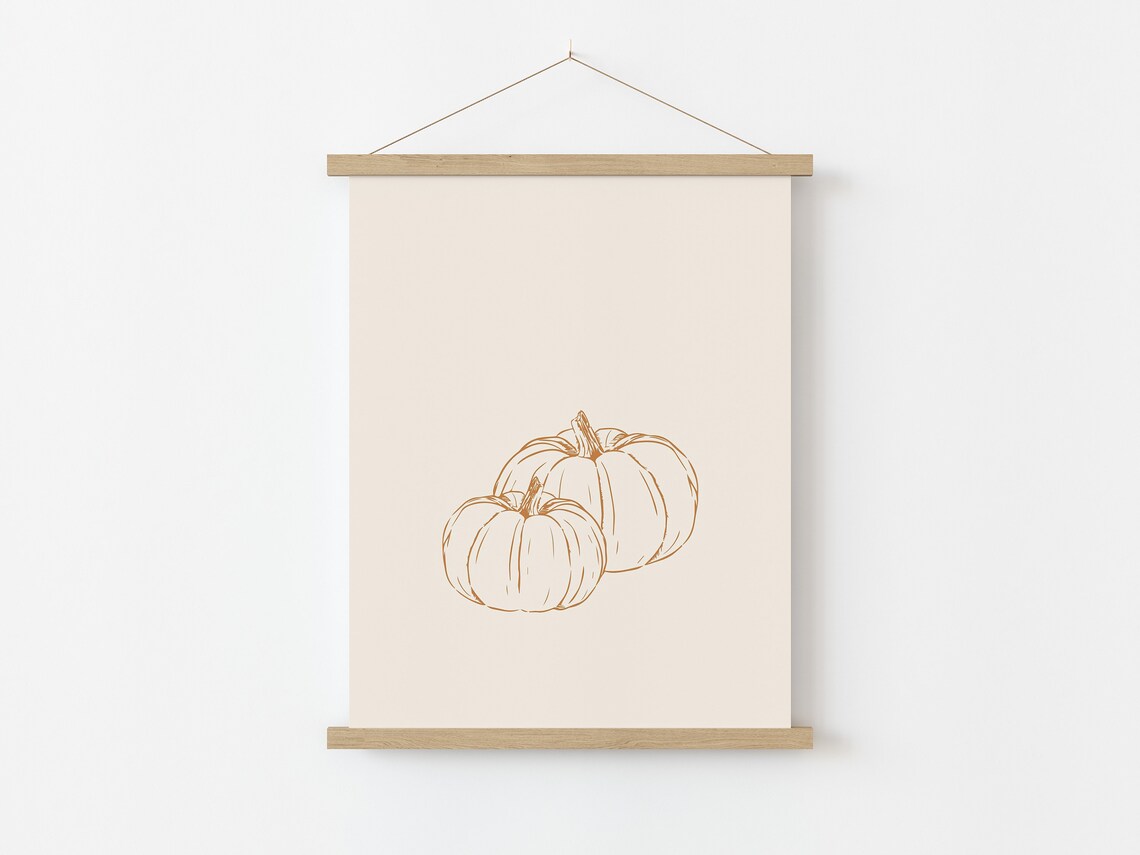 Pumpkin Wall Art Print, Neutral Autumn Thanksgiving Decor - Image 2