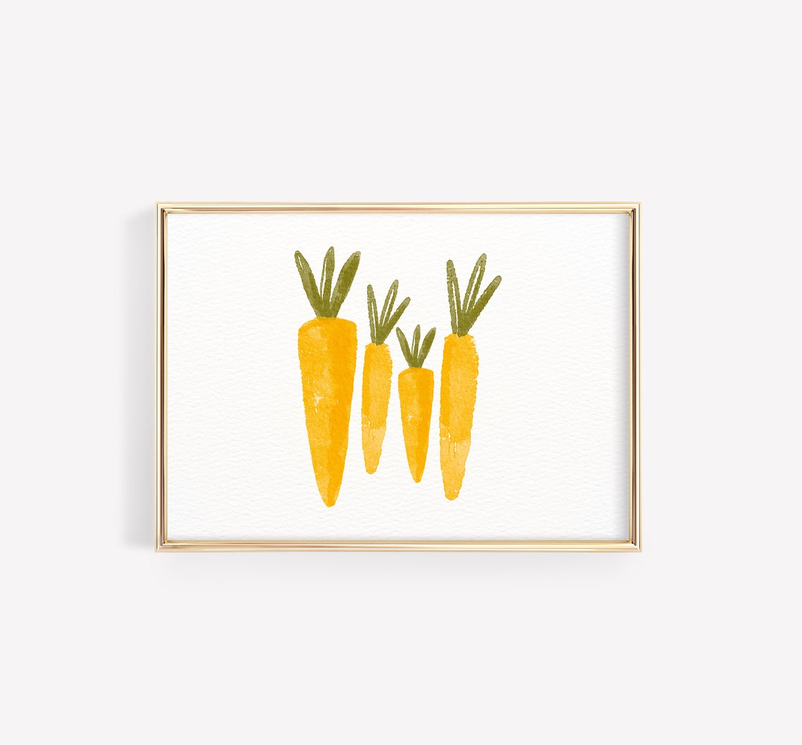 Watercolor Carrots Print Spring Vegetable Botanical Easter Kitchen Art - Image 3