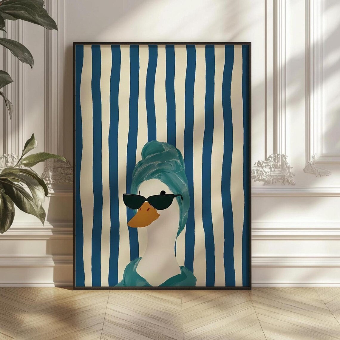 Funny Duck Bathroom Print, Quirky Animal Poster