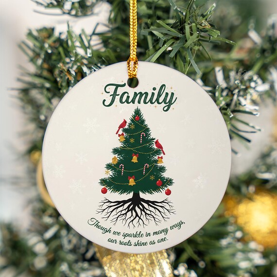 Family Roots Christmas Tree Cardinals Though We Sparkle Quote Poster