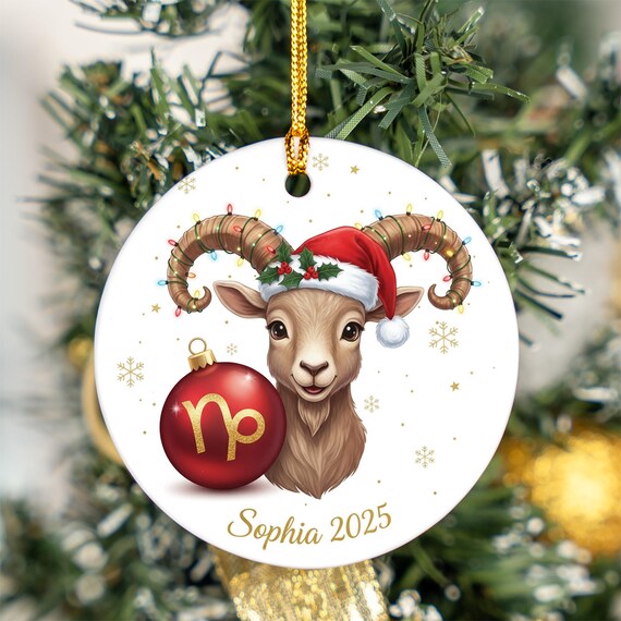 Personalized Capricorn Zodiac Ornament Goat Astrology Christmas Gift Poster