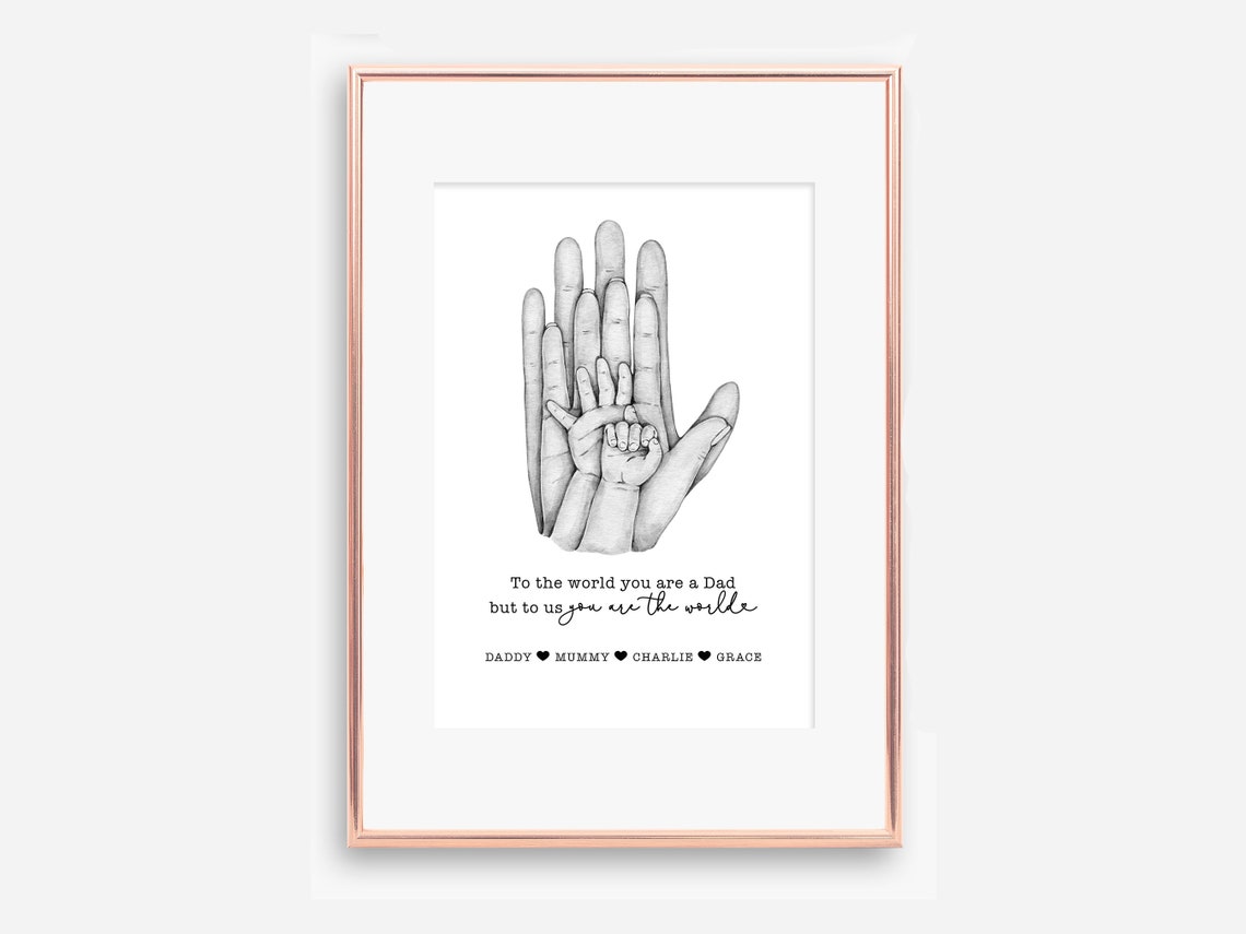 To the World You Are a Dad Pencil Hand Sketch Keepsake Art Poster - Image 3