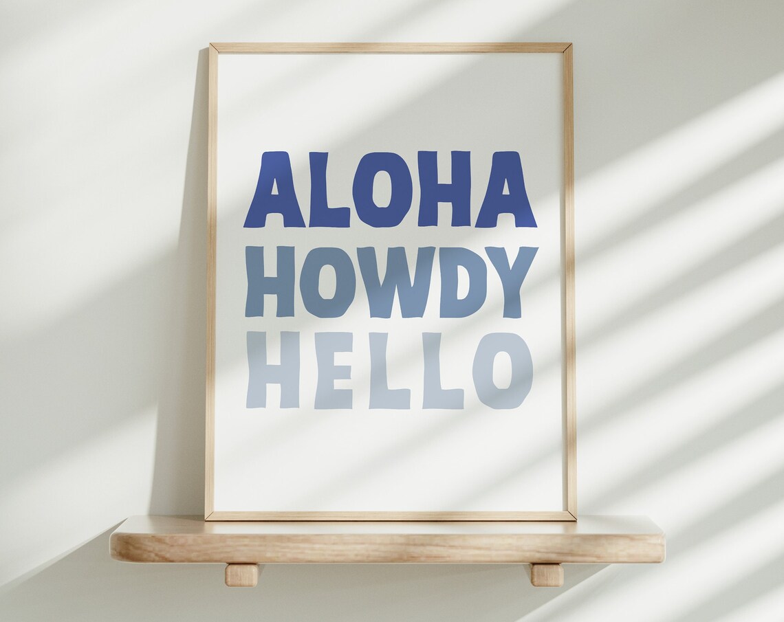 Aloha Howdy Hello Coastal Cowgirl Art Print