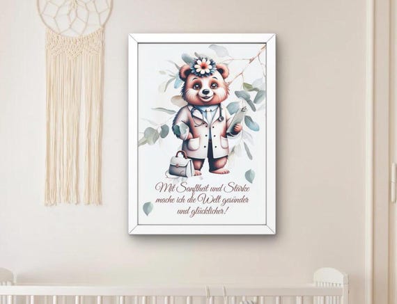 Cute Animal World Professions Poster Inspirational Nursery Wall Art Motivational Animal Profession Prints