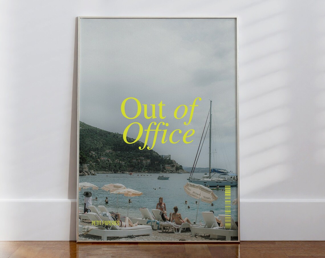 Retro Coastal Out Of Office Newspapers Art Print - Image 2