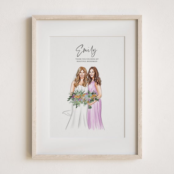 Personalized Bridesmaid Gifts Hand Drawn Photo Painting Maid Of Honor Bridal Shower Proposal Bachelorette Party Favors