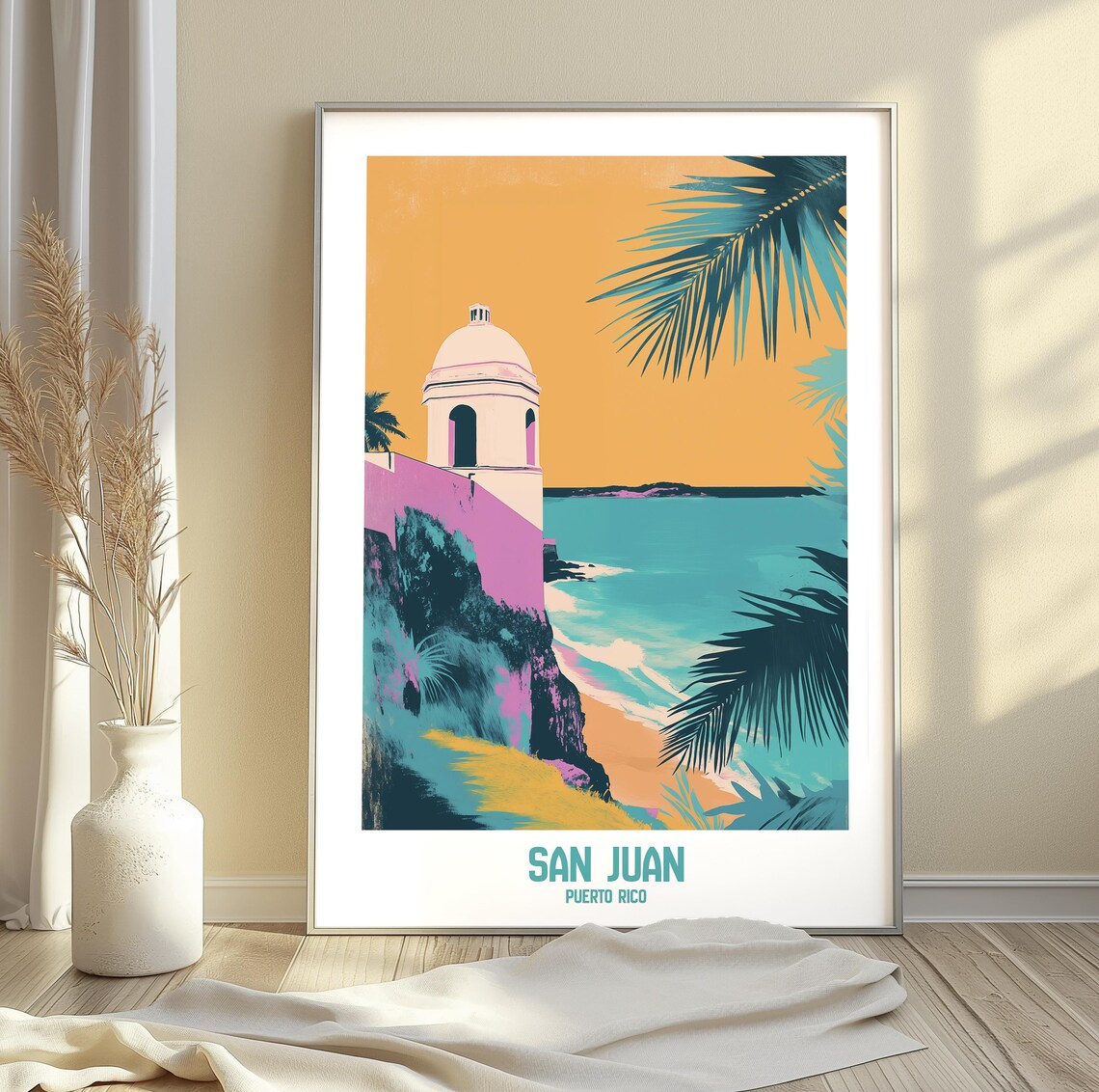 San Juan Puerto Rico Historic Coastal Fort Sunset Beach Poster
