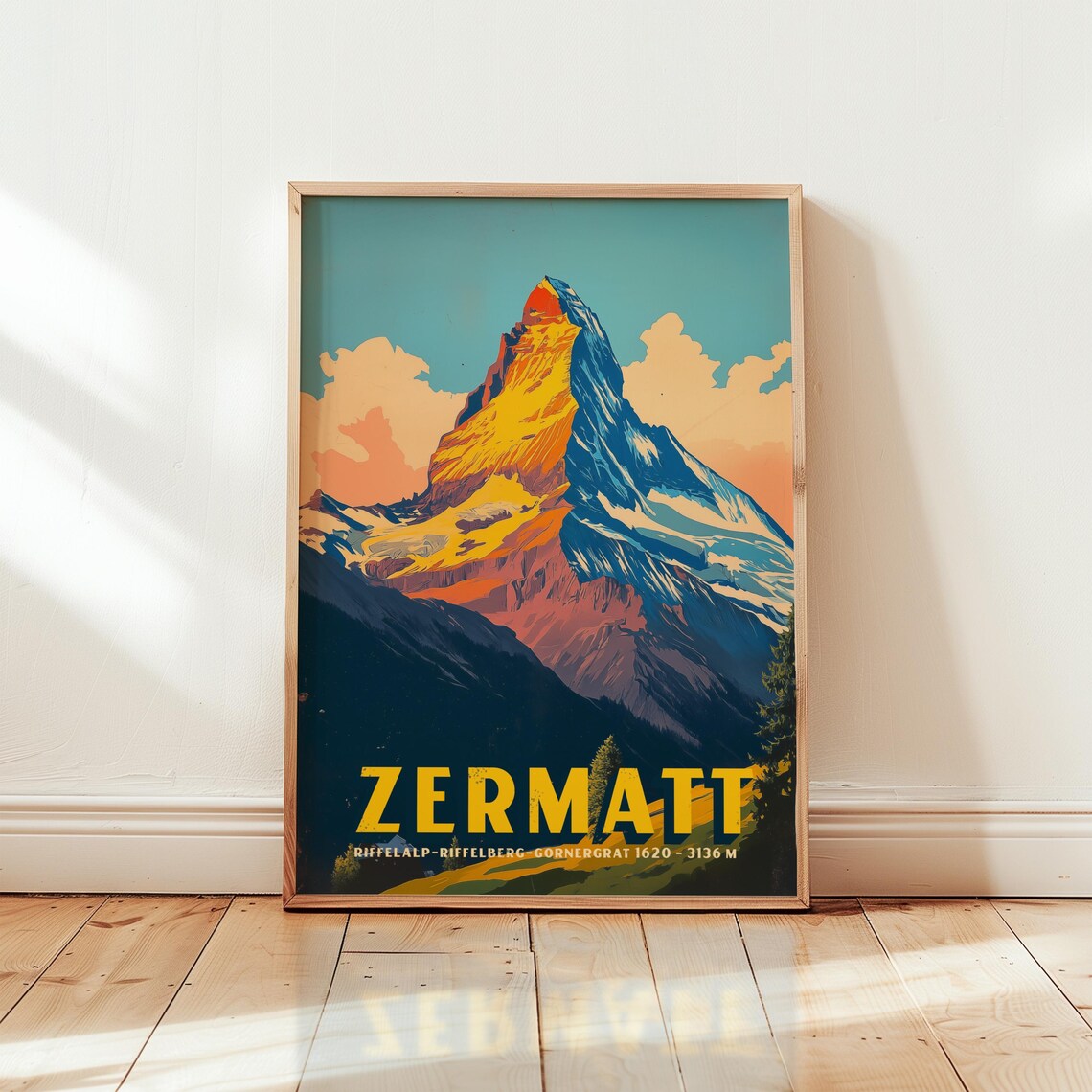 Zermatt Matterhorn Vintage Swiss Alps Travel Poster