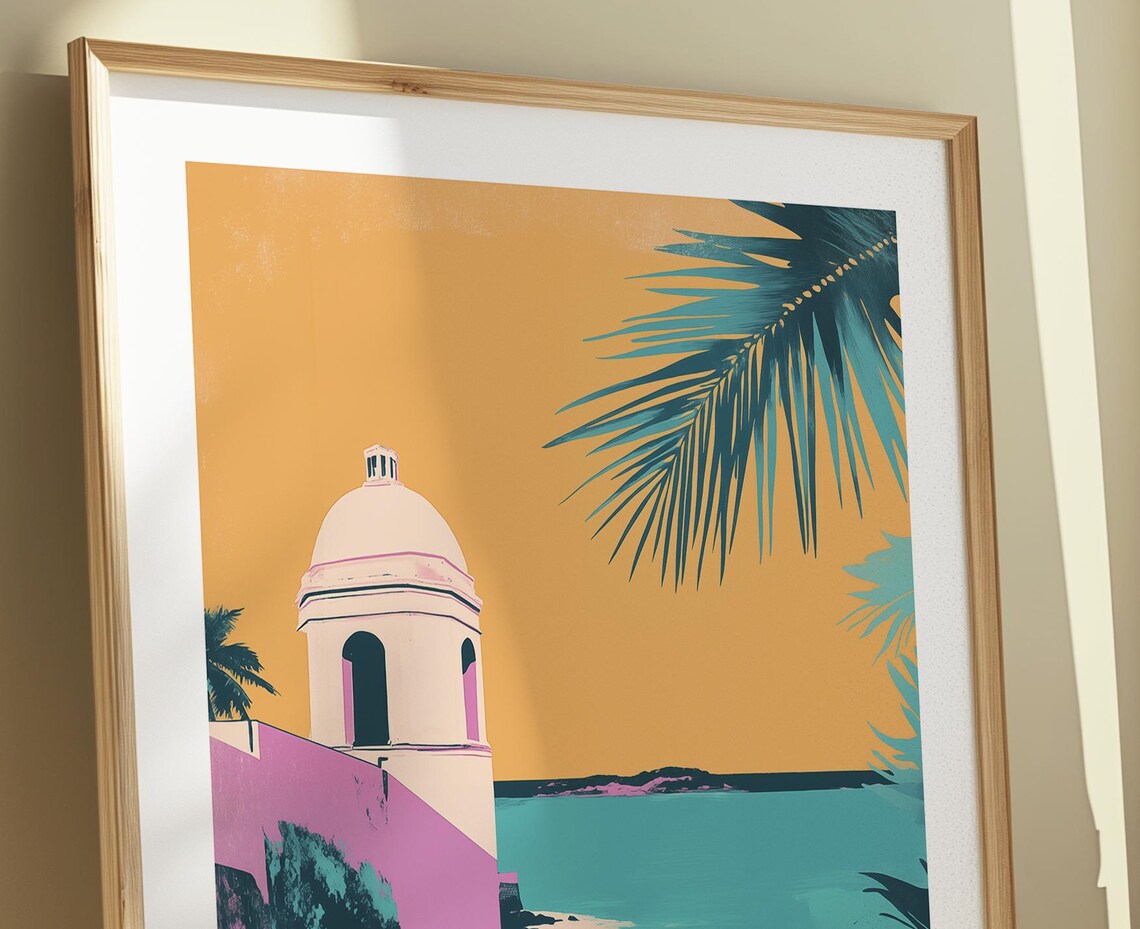 San Juan Puerto Rico Historic Coastal Fort Sunset Beach Poster - Image 4