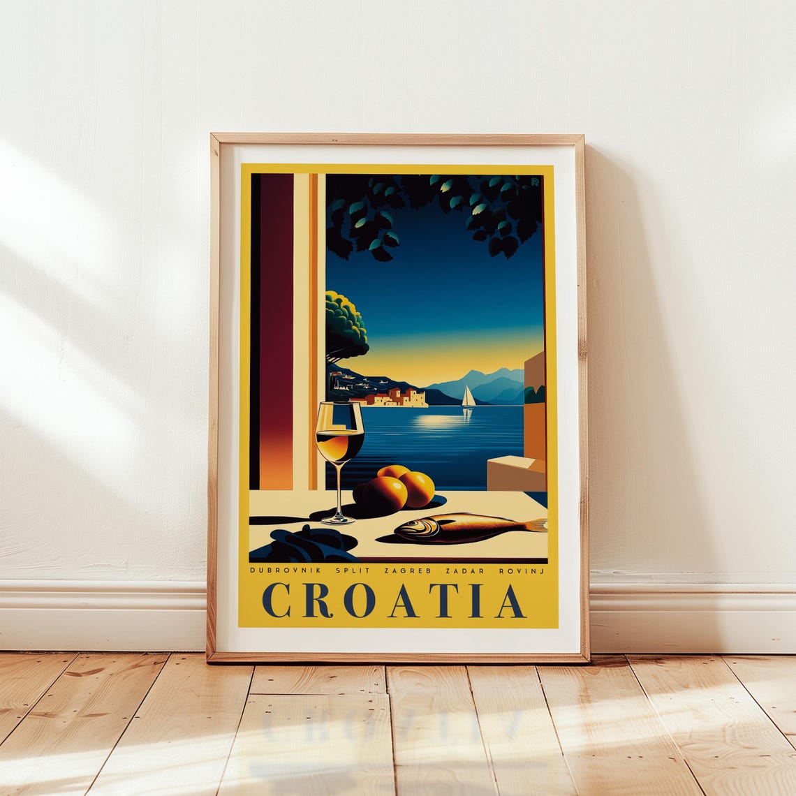 Croatia Dubrovnik Split Zadar Window View Coast Wine Travel Poster