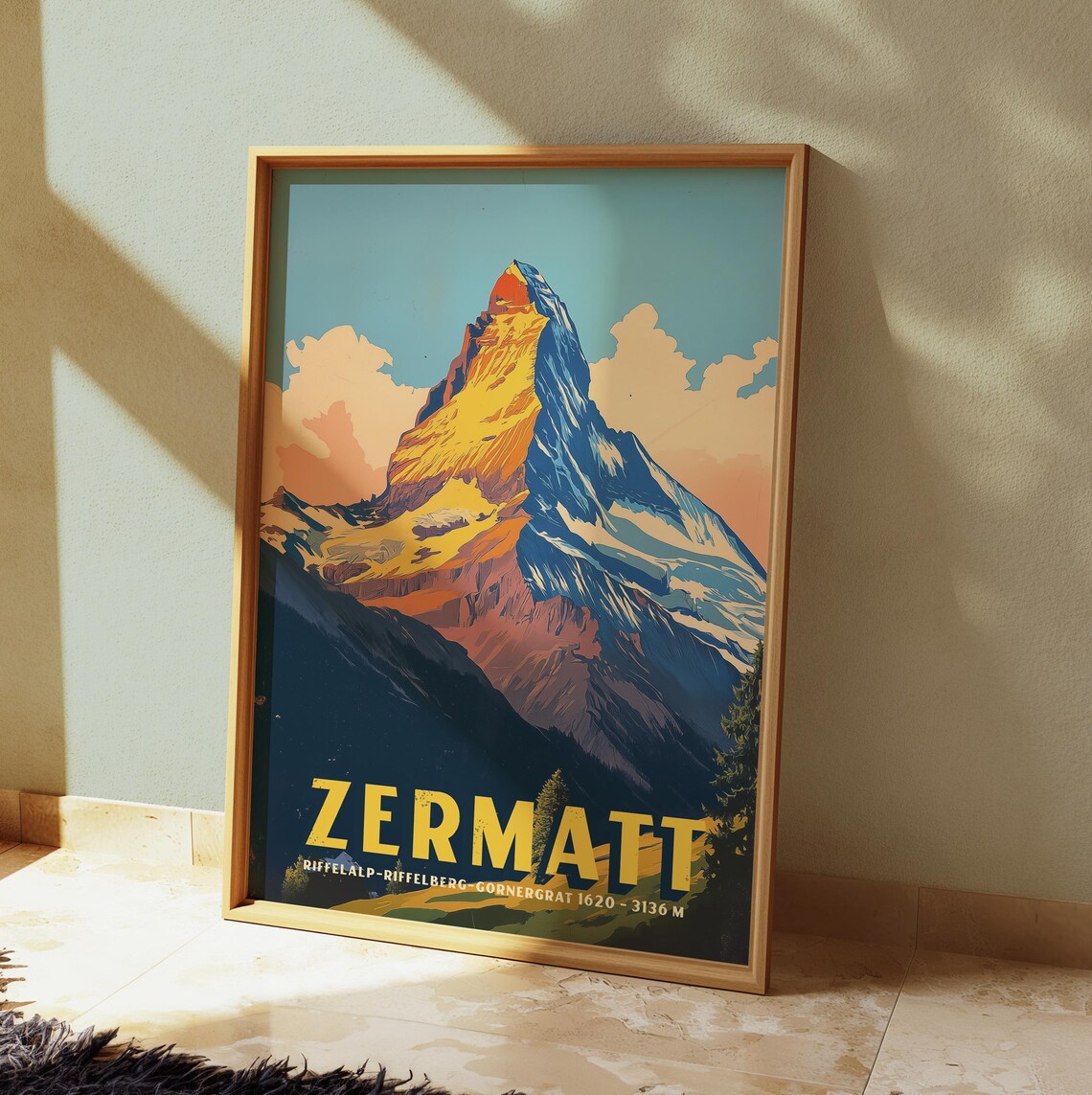 Zermatt Matterhorn Vintage Swiss Alps Travel Poster - Image 2