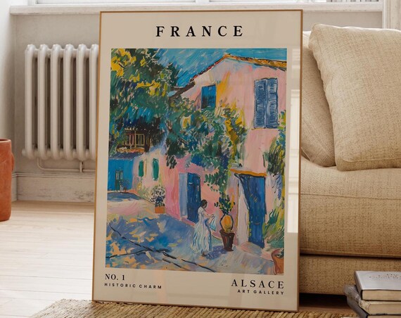 Alsace France Village Street Impressionist Art Gallery Poster