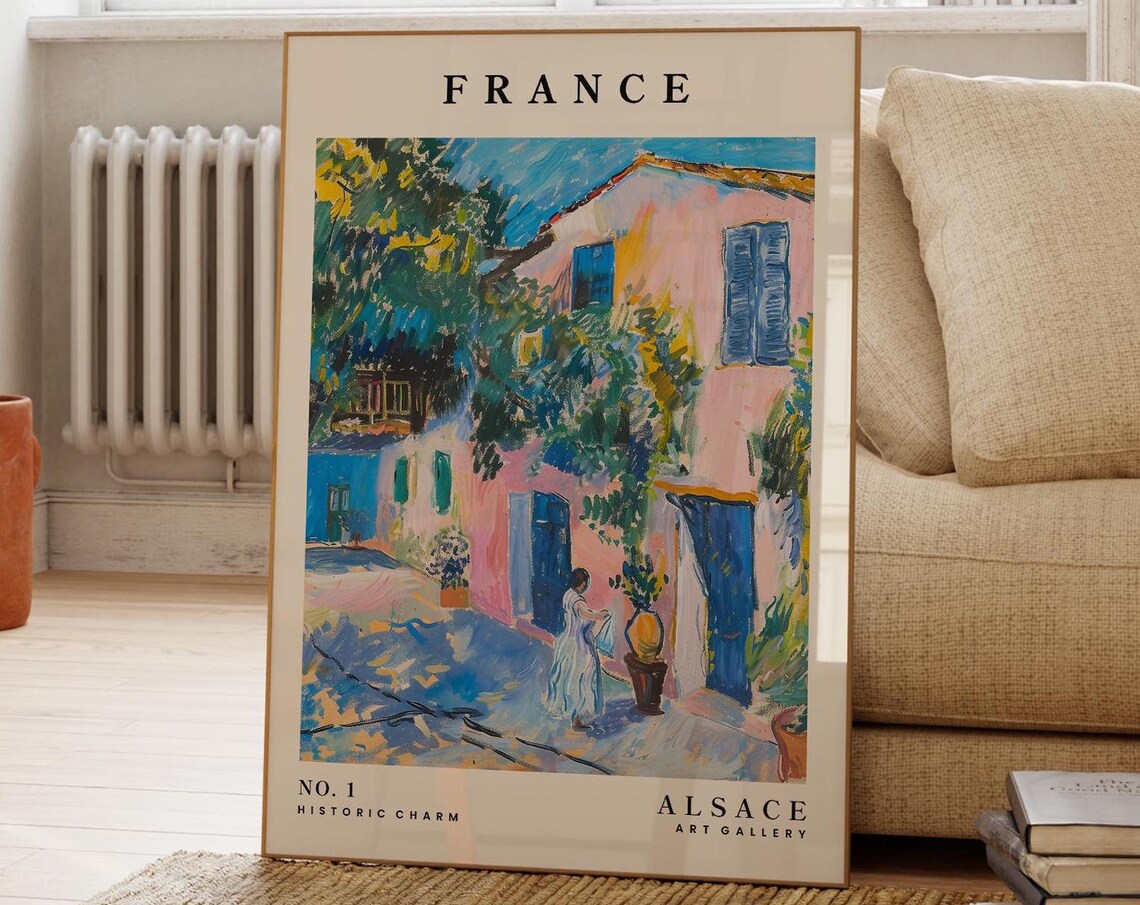 Alsace France Village Street Impressionist Art Gallery Poster