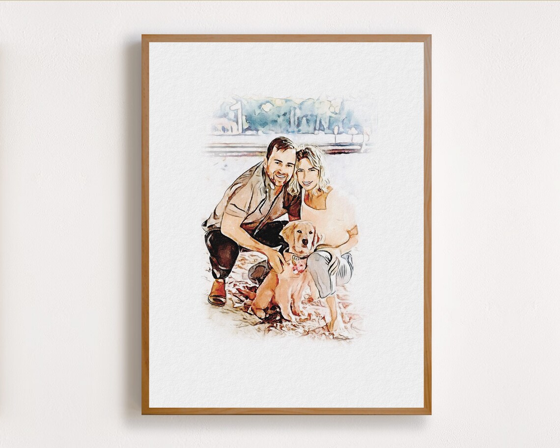 Bride and Bridesmaid Bouquet Wedding Watercolor Portrait Poster - Image 2