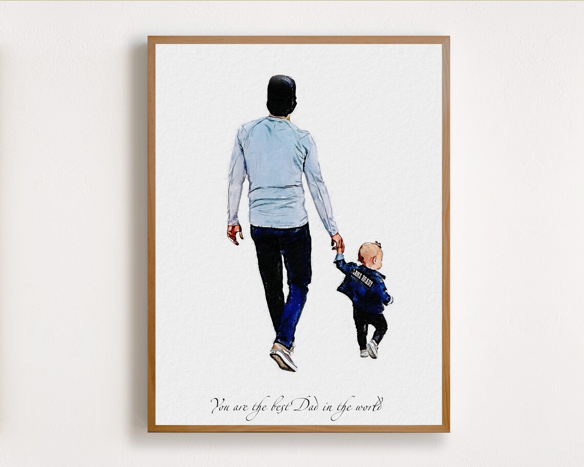 Father and Toddler I Love Dada Watercolor Family Portrait Poster - Image 7