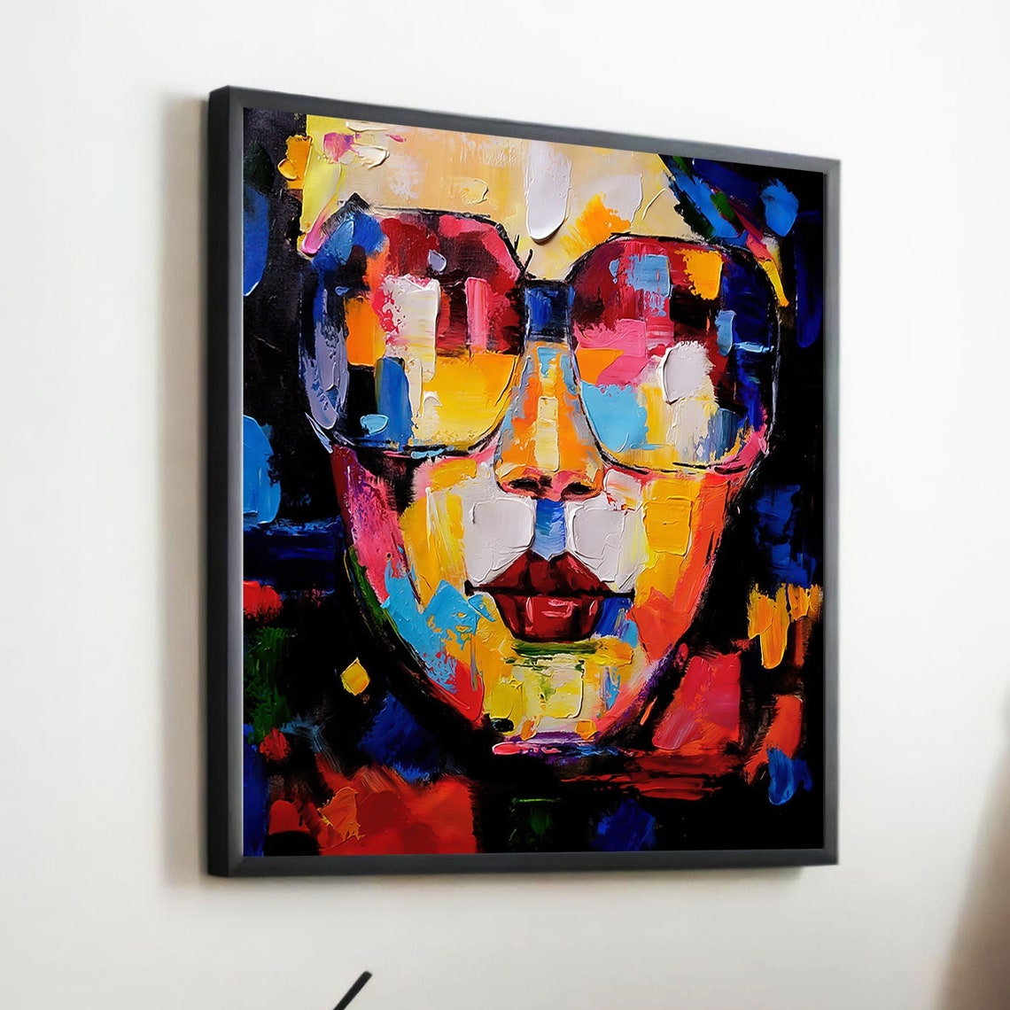 Abstract Portrait With Sunglasses Print Colorful Modern Art Bold Expressionist Painting Contemporary Wall Decor - Image 5