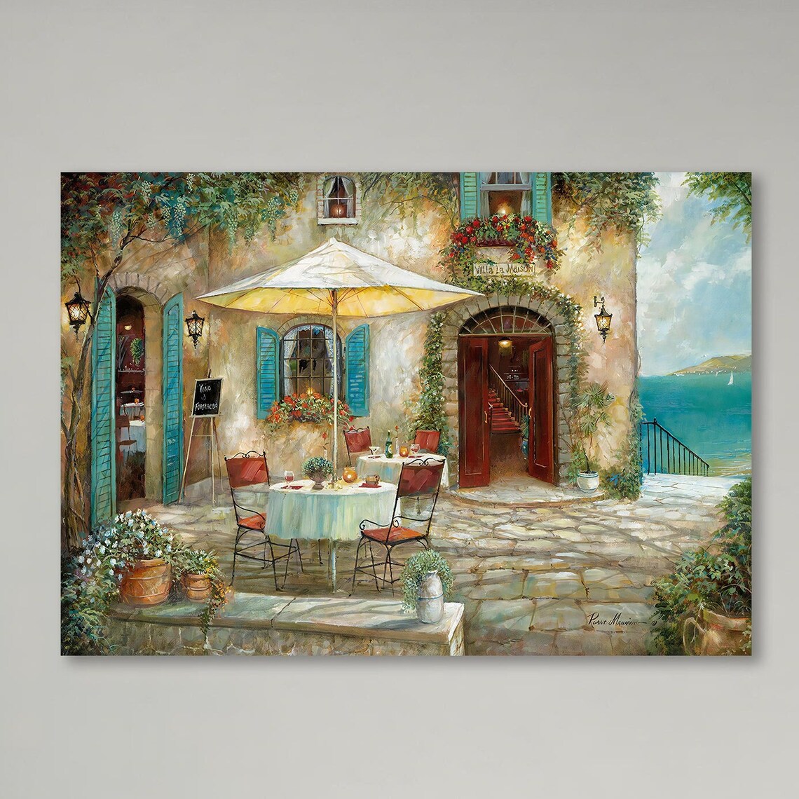 Charming Cafe Terrace, Mediterranean Art Print