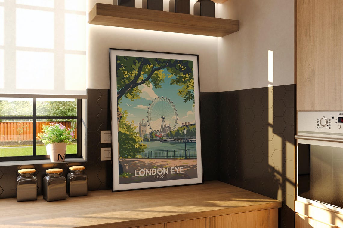 London Eye London Thames Riverside Wheel Landmark Travel Poster - Image 3