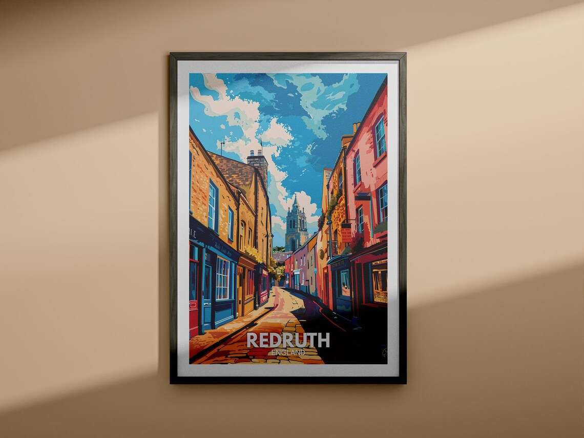 Redruth England Cornish Cobble Street Church Tower Travel Poster - Image 4