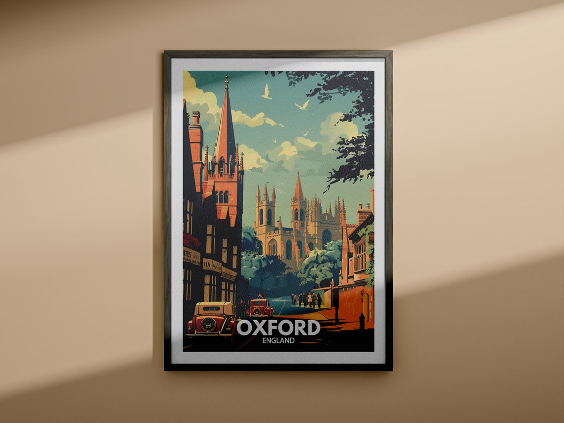 Oxford Art Print Oxford City Poster Uk Wall Art England Wall Art Decor British Travel Poster United Kingdom Print England City Art - Image 4