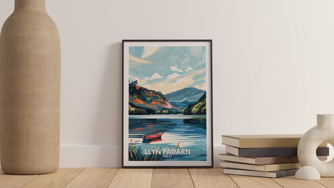 Lake Llyn Padarn Print Lake Llyn Padarn Poster Wales Lake Travel Poster Lake Wall Art Decor United Kingdom Lake Art Wales Nature Poster - Image 3