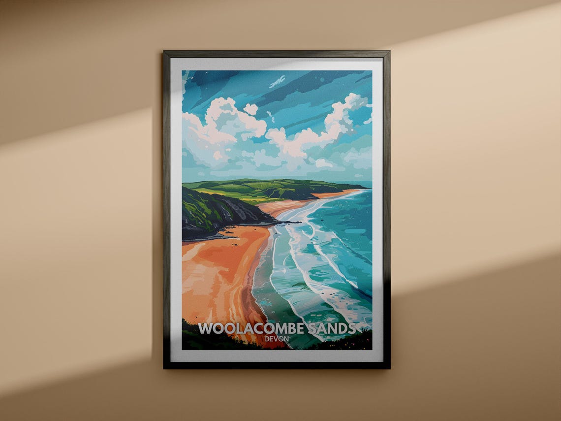 Woolacombe Sands Devon Beach Golden Coast Surf View Travel Poster - Image 4